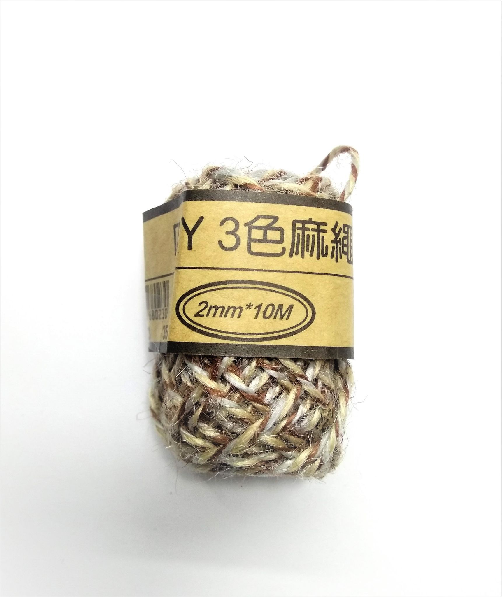 Tricolor Jute Twine String 10 Meter Roll - Natural Brown Gray 3 Ply - 2mm Diameter