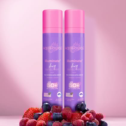 Illuminate+ Dewy Sunscreen SPF 50+ PA++++ with Anti Pollution Factor (APF) | Wild Berries & Alpha Arbutin - 50g (Pack of 2)