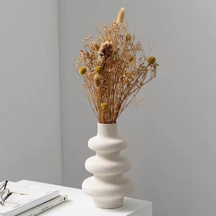 Circles Shape White Ceramic Vase