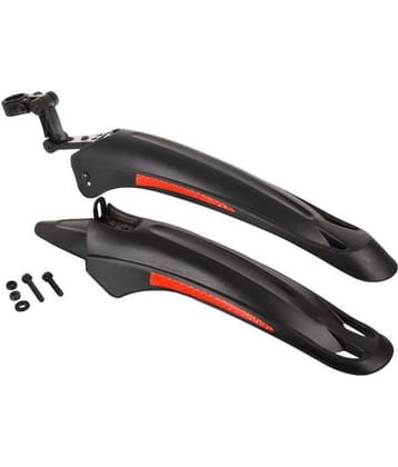 DarkHorse Bicycle High Quality Plastic Fly Fox Mudguard Fender with Reflective Tapes, Black