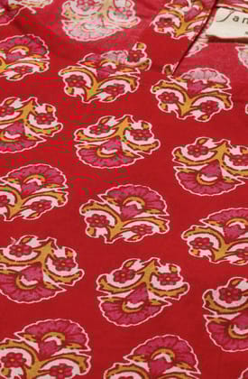 Red Cotton Floral Print Regular Top