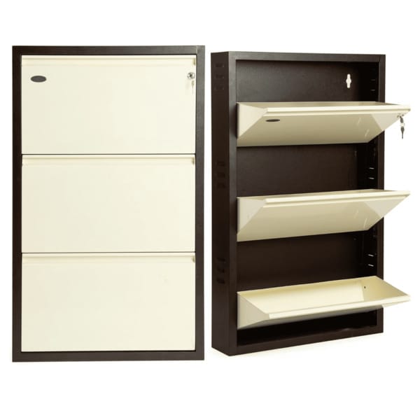 Tahara 3 Door Wall Mounted Metal Shoe Rack