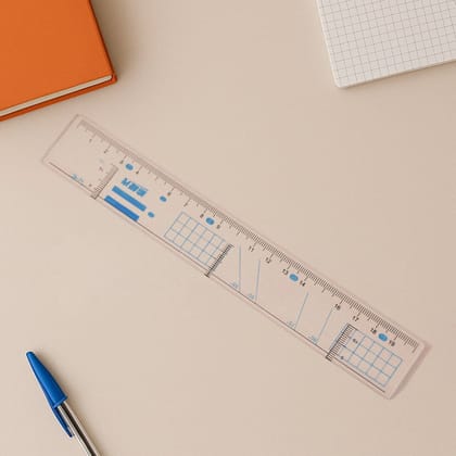 Multifunctional Transparent Plastic Geometry Ruler (1 Pc)