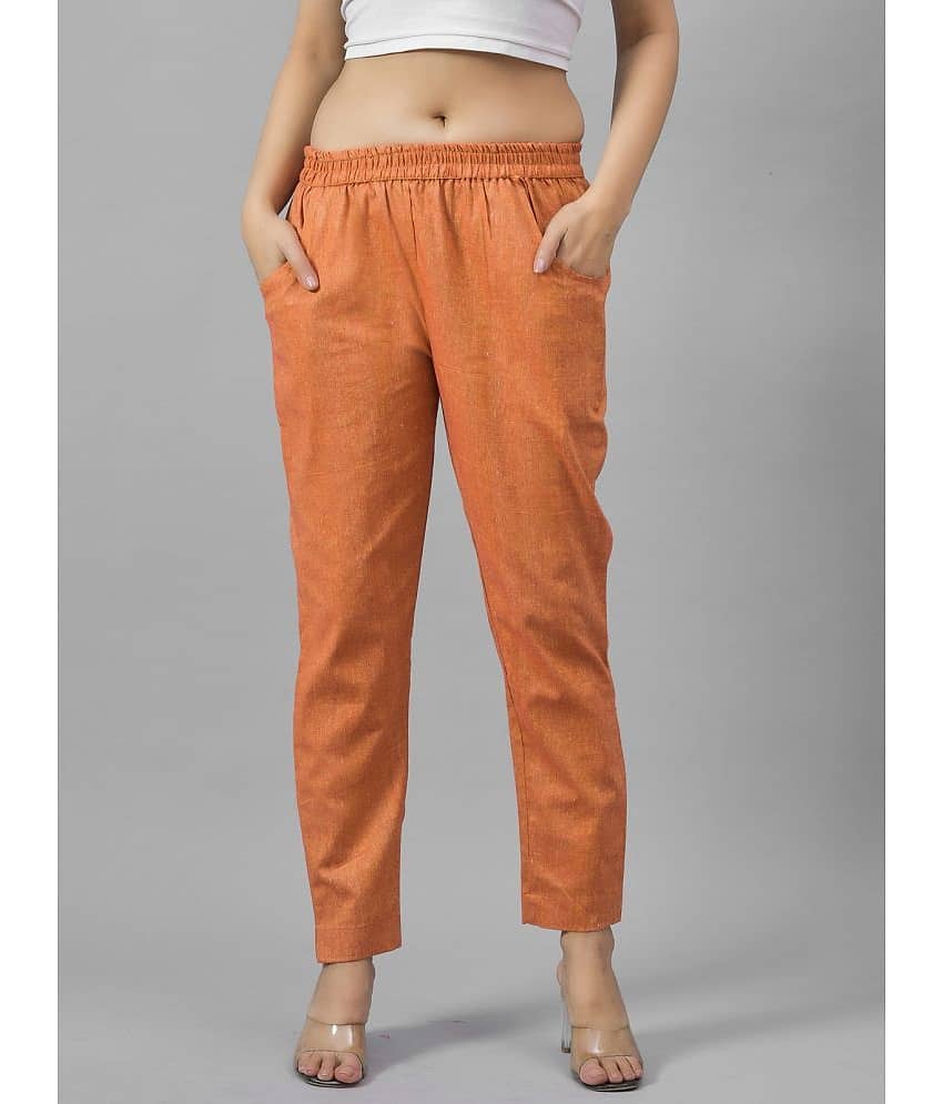 QuaClo - Orange Cotton Regular Women's Casual Pants ( Pack of 1 )