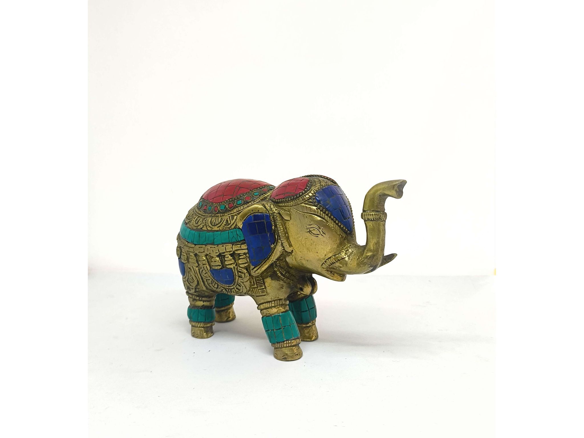 Brass Elephant Decor Handcrafted Traditional Home Decor Statue - 4 inch