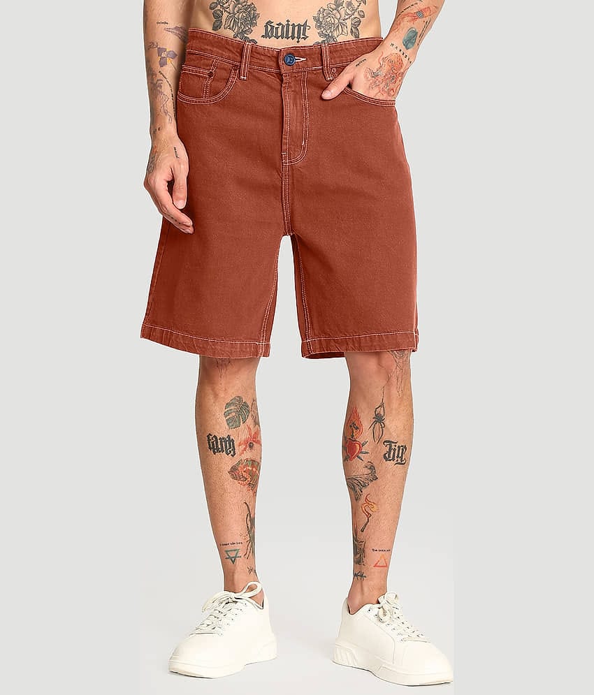 Bene Kleed Brown Cotton Men's Denim Shorts ( Pack of 1 )