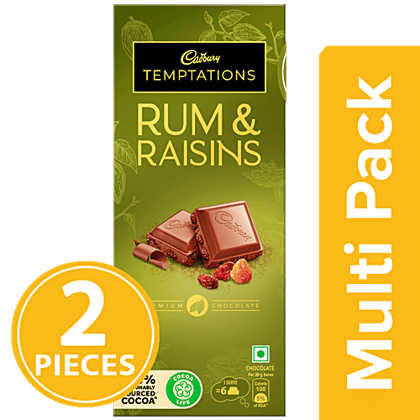 Cadbury Temptations Chocolate - Rum & Raisin, 2X72 g Multipack