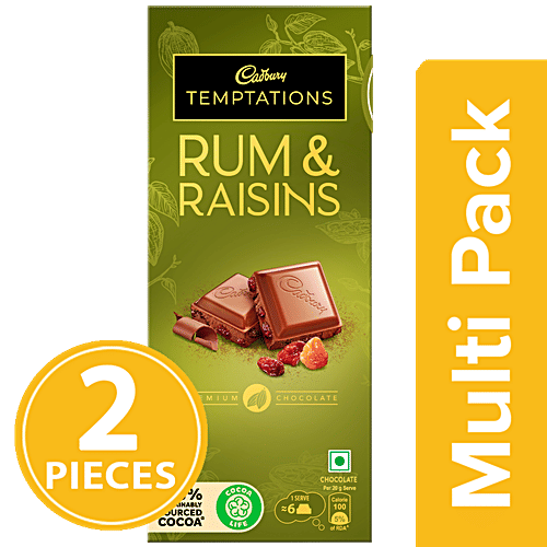 Cadbury Temptations Chocolate - Rum & Raisin, 2X72 g Multipack