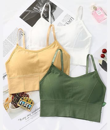 3Mads Pack of 3 Cotton Blend Removable Padding Women's Cami bra ( Multicolor4 ) GBra013_Y_LPL_DG