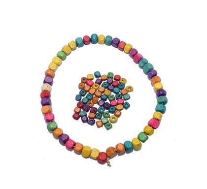 Painted Wooden Beads for Jewelry Making , BWWB-10-Per Packet of Approx 417 Pcs / 6X6 MM / Mix Color