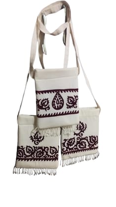 Stylish Unisex Applique Work Bag - 13x10 Inches, Crafted with Acrylic & Pashmina Wool Thread