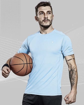 TechnoSport Crew Neck Half Sleeve Dry Fit T Shirt for Men OR-10 (Sky Blue)-S