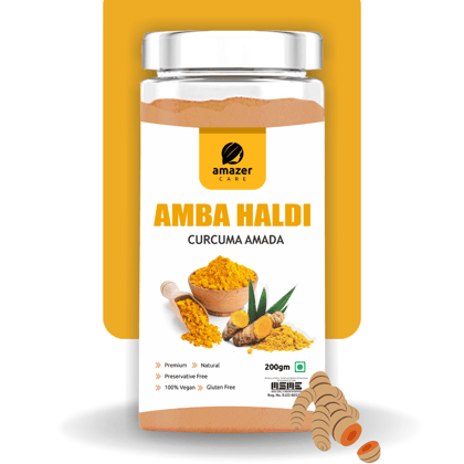 AmazerCare Amba Haldi Powder | Kasturi Haldi Powder (100gm Jar Packing) | Immunity Booster, Anti-Oxidant | Face pack for Skin Whitening | Wild Turmeric Powder-100g