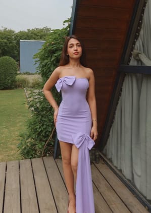 Bowtox Bodycon Dress-XXS / Lilac