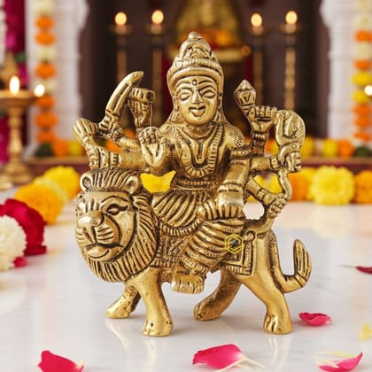 Brass Durga Ji God Idol - Perfect Gift for Festivals & Housewarming, Height : 3 Inch (BSMAS1227 A)