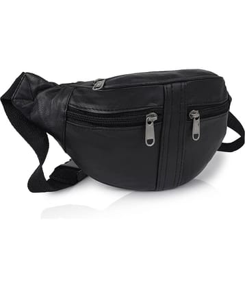 CIMONI Travel Waist Bag Leather Black Waist Pouch