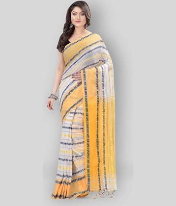 Desh Bidesh Cotton Self Design Saree With Unstitched Blouse Piece ( Yellow )