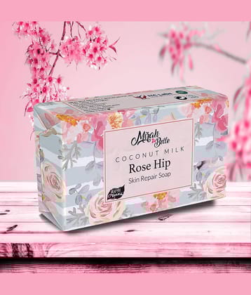 Mirah Belle - Organic Coconut Milk, Rosehip Skin Repair Soap 125gm - For Anti-Aging & Anti-Acne- Handmade Soap