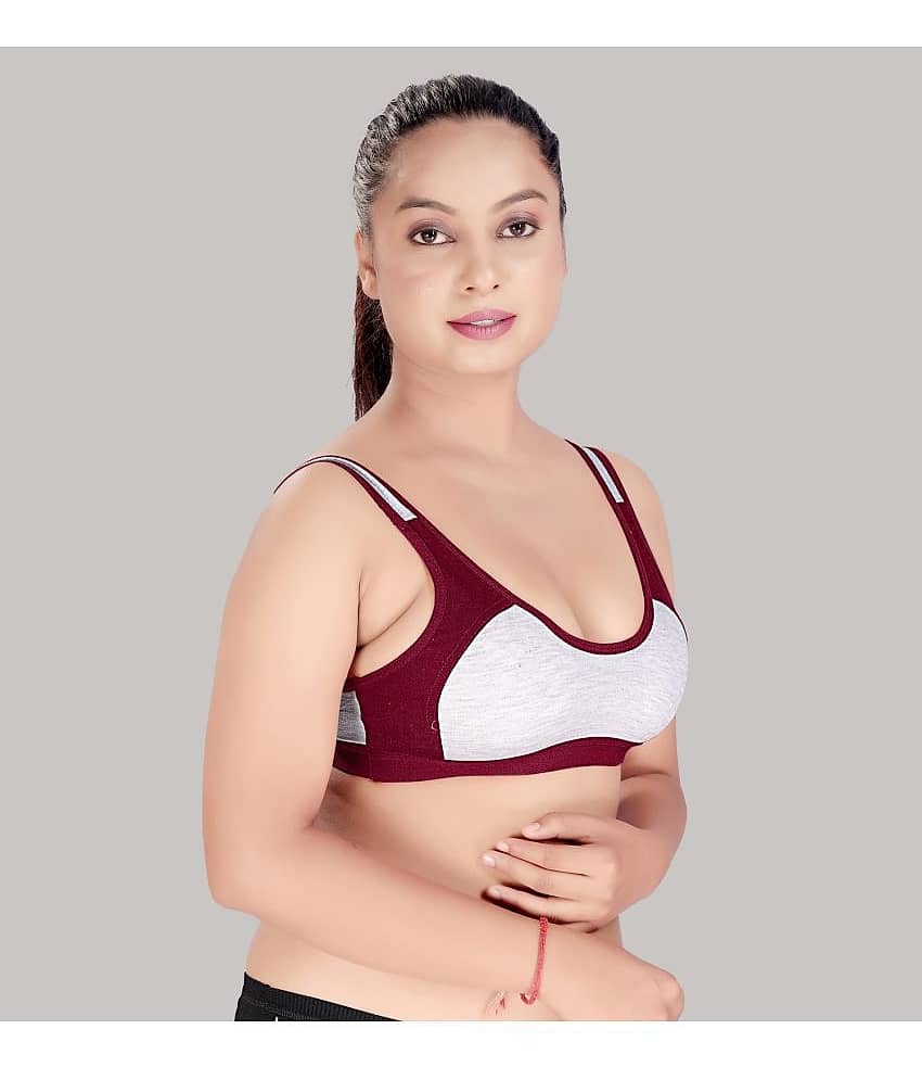 HAYA Cotton Non Padded Women's Everyday Bra ( Maroon )