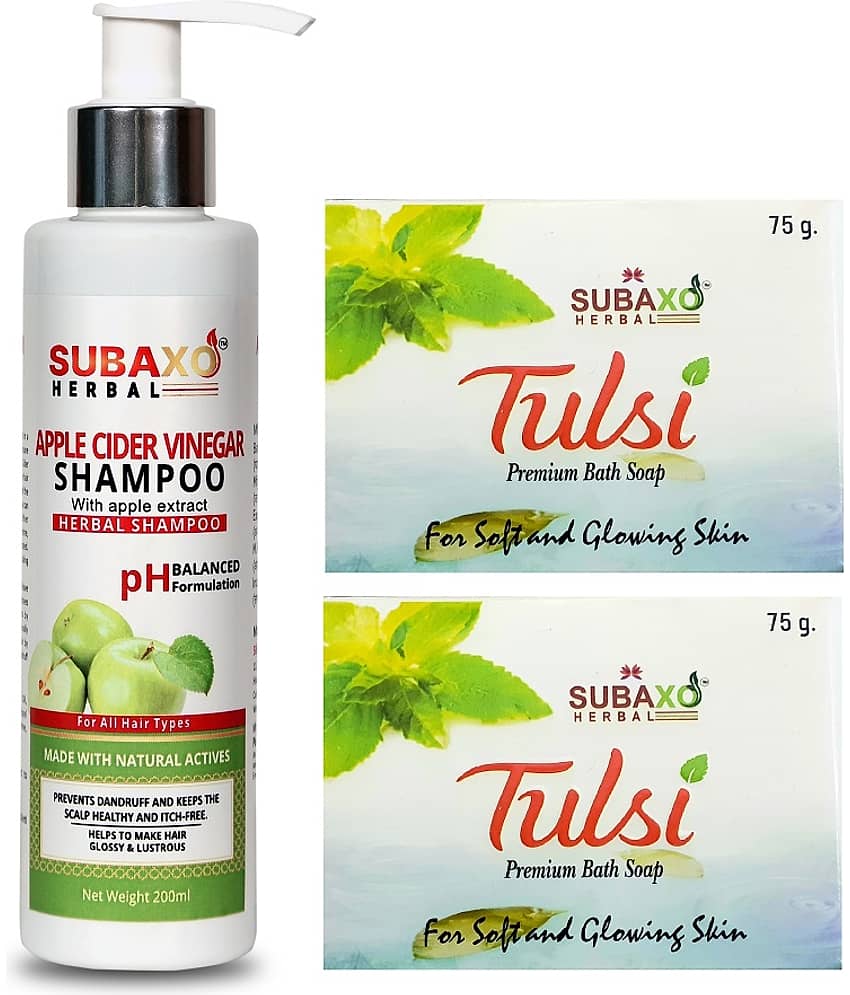 Herbal Apple Cider Vinegar Shampoo 200 Ml & Tulsi Soap 2 Pc Each 75 G