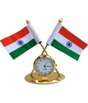 RAVARIYA GRAPHICS Flags with Clock Golden