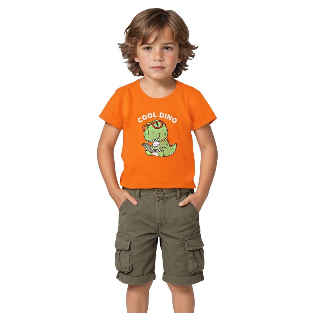 Exclusive Kids Boys T shirt Cotton Scarlet Ibis Orange Cool Dino 2025 at ShopCircuit | ONDC