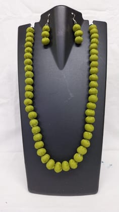 Elegant Green Fabric Bead Single Layer Necklace - Adjustable Jewelry Set