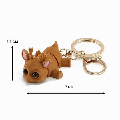 Vinglits Wild Beasts 3D Printed Keychains – Articulated Animal Toys, Pocket-Friendly Keyrings, Stress Relief Desk Toys for Kids & Adults, Collectible Accessories (Maple - The Deer)