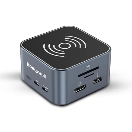 Honeywell 12-in-1 Type C Dock with 4K HDMI, MagSafe Wireless 15W, Ethernet Port, 4xUSB ports, 2xType C PD 100W, Mic & Audio Port, SD & MicroSD Slot, All Type C devices - Windows/MacBook- Grey