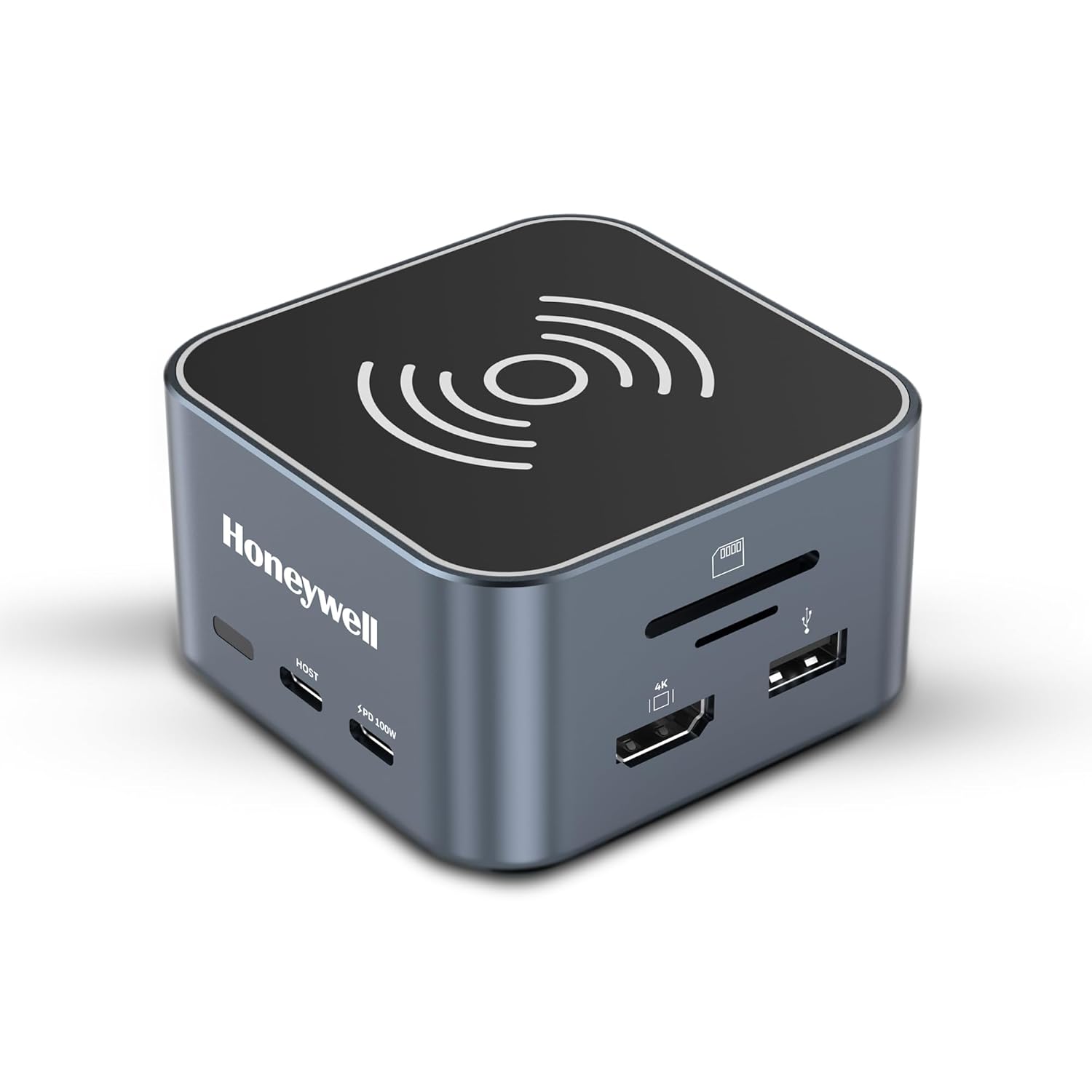 Honeywell 12-in-1 Type C Dock with 4K HDMI, MagSafe Wireless 15W, Ethernet Port, 4xUSB ports, 2xType C PD 100W, Mic & Audio Port, SD & MicroSD Slot, All Type C devices - Windows/MacBook- Grey