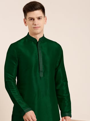 Bottle green Embroidered Kurta Set-Made To Measure / Kurta PantPajama Set