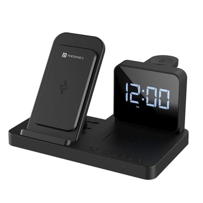 Portronics BELLA Digital Alarm Clock, 15 Watt Output, LED Display, Adjustable Brightness
