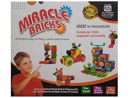 Braintastic 202 Pieces Miracle Bricks Motorized Spinning Gear Building Block Toy Sets Interlocking Learning And Educational Game For Kids (Miracle Bricks 202)|Multicolor