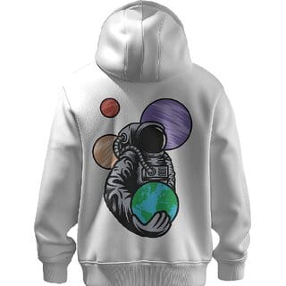BULL CLOTHING Stylish Astronaut Printed White Hoodie for Men  Made with 60 Cotton 40 Poly Blend (S)