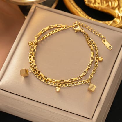 Gold Cube Bracelet - Anti-Tarnish