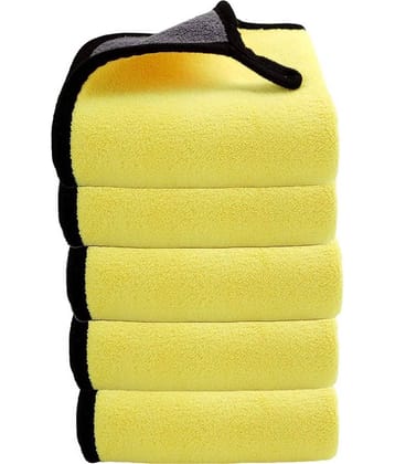Auto Hub Yellow 800 GSM Microfiber Cloth For Automobile ( Pack of 5 )