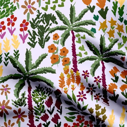 Tropical word Print Fabric-Cotton