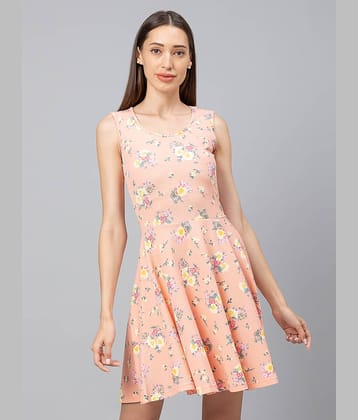Globus - Peach Polyester Women's Fit & Flare Dress ( Pack of 1 )