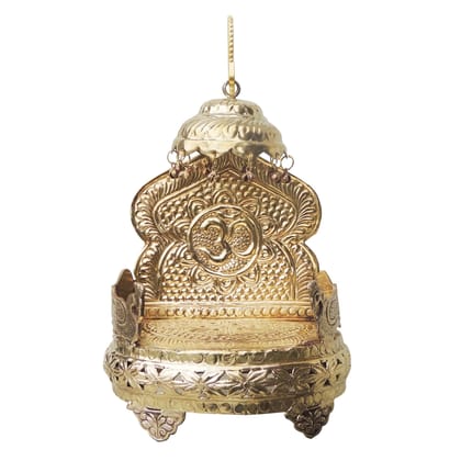 Handcrafted Brass Singhasan Temple Seat | Pooja Mandir Decoration, Height : 14.3 Inch (ZMAS131 D)