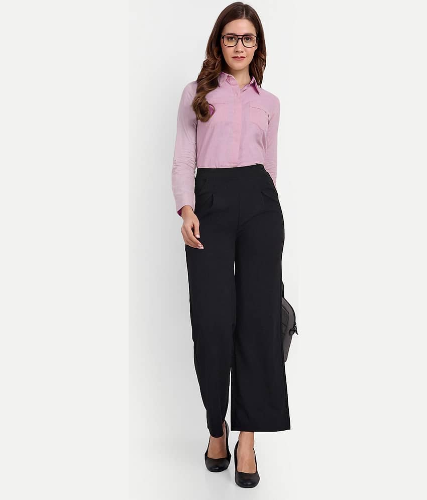 Broadstar Pack of 1 Polyester Loose Women's Casual Pants ( Black )