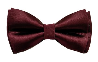 VOICI Men's Velvet & Satin oversized Bow & Pocket Square Tie Black Color Free Size best for Tuxido dinner jackets - Wine Satin