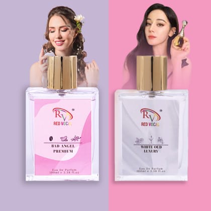 Red Vocal Bad Angel Premium (Women ) with White Oud Luxury (Unisex) 100ml Perfume Spray Combo – 2 x 100ml
