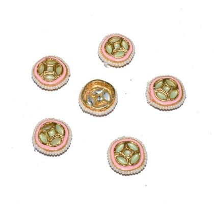 Meenakari Kundan Stone Components,Connector, Charms for Jewellery Making. (16X7 MM) , RCT-061-Per Packet of 6 Pcs / 16X7 MM