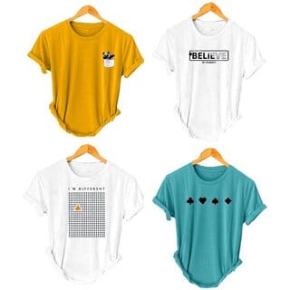 (Pack Of 4) Fashlook Printed T-Shirts for Men - Stylish & Comfortable Casual Wear (Multicolor)