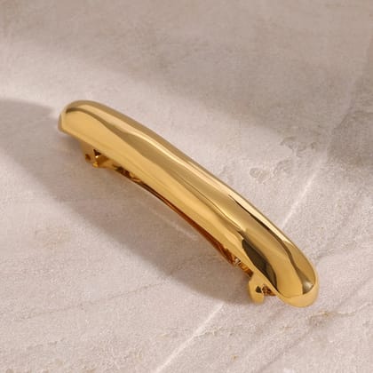 Single Layer 18K Gold Anti Tarnish Barrette Clip Hair Accessories For Girl Women-Gold