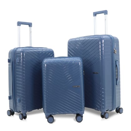 SKYCARRY Specta | Trolley Bag Set of 3 | Durable Hard Shell | TSA Type Lock | Spinner Luggage | 360 Disc Spinner Wheels | Travel Suitcase (3, Deep Indigo, S,M,L)