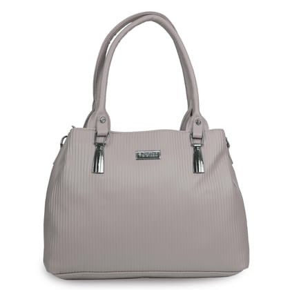 Jothi Rinka Premium Womens Handbag | Quilted Panel Synthetic Leather Tote | 3-Compartment Spacious Design | Water-Resistant | Soft Base | Light Grey