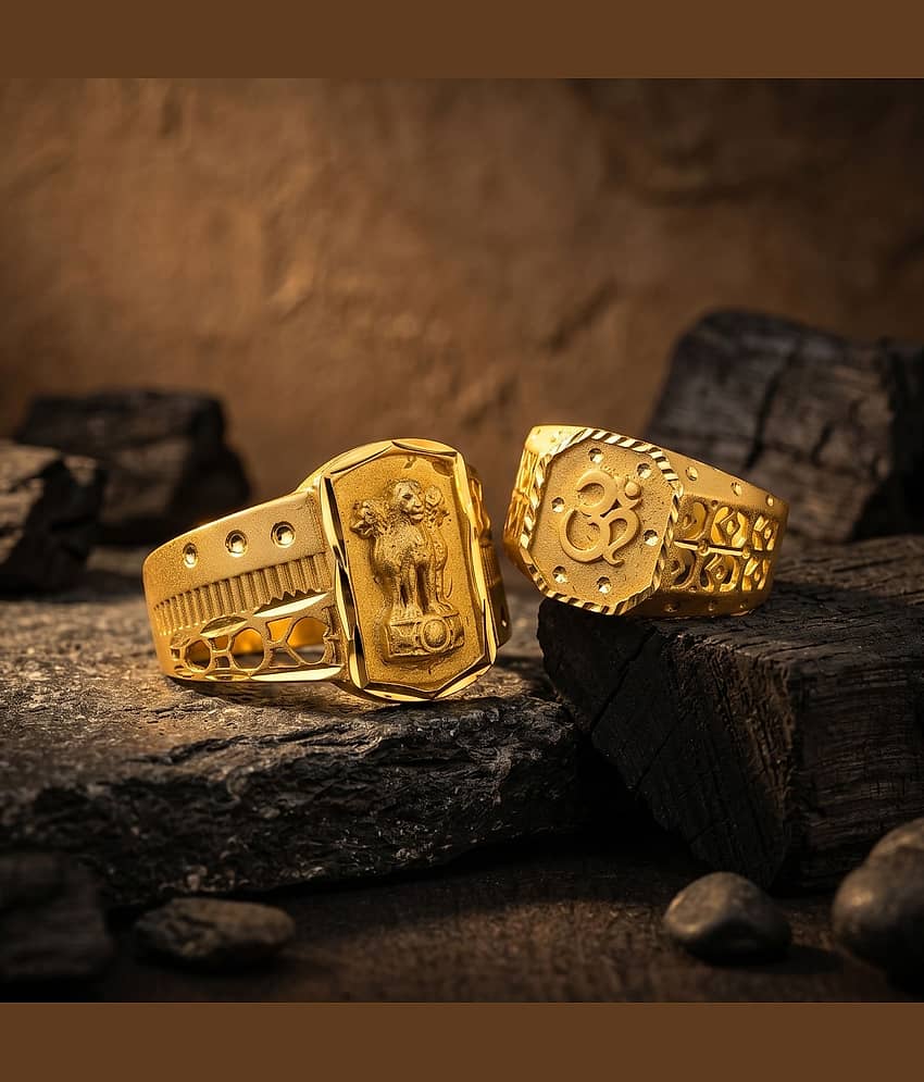 AKLINA Golden Multi Finger Rings ( Pack of 2 )