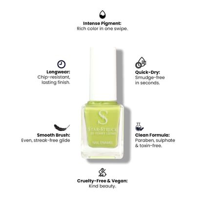 StarStruck by Sunny Leone - Lime Green - Glossy Nail Polish | Mirror-Like Shine & Longwear Color | Quick Dry Formula