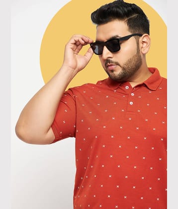 RELANE Pack of 1 Cotton Blend Regular Fit Printed Half Sleeves Men's Polo T Shirt ( Rust )